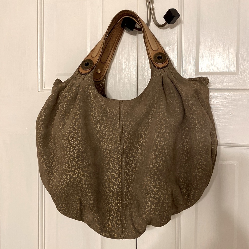 Tan and Gold Suede Bag - Gap